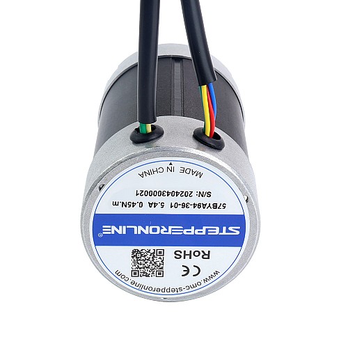 Бесщеточный двигатель постоянного тока 36 В, 3000 об/мин, 0,45 Нм, 141 Вт, 5,40 А, Φ57x93,5 мм