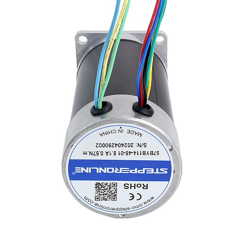 Бесщеточный двигатель постоянного тока 48 В, 3000 об/мин, 0,57 Нм, 179 Вт, 5,10 А, 57 x 57 x 113,5 мм