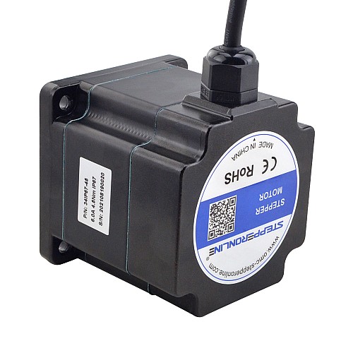 Шаговый двигатель серии P IP67 с защитой от попадания воды, класс NEMA 34, 6,0 А, 4,5 Нм (637,38 унций/дюйм)