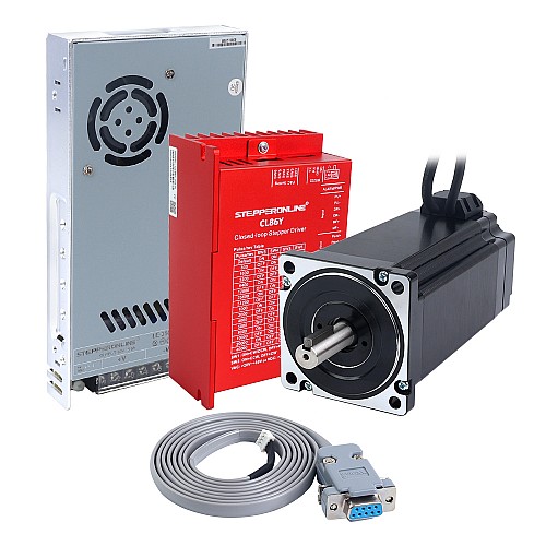 Комплект ЧПУ для одноосного шагового двигателя с замкнутым контуром серии YS V2.0, двигатель Nema 34 12,00 Н·м (1699,34 унций·дюйма) с кабелями 1,5 м и блоком питания