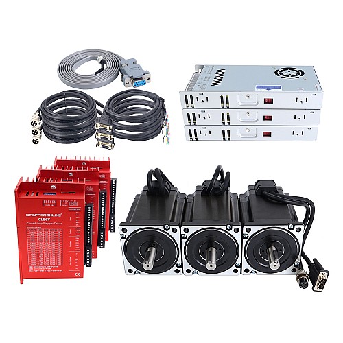 Комплект шагового двигателя Nema 34 с замкнутым контуром, 3 оси, 9,00 Нм (1274,5 унций-дюймов) серии YS V2.0 с блоком питания