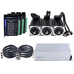 Комплект шагового двигателя Nema 24 с замкнутым контуром, 3 оси, 4,0 Нм (566,56 унций-дюймов) серии TS с блоком питания