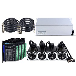 Комплект шагового двигателя Nema 24 с замкнутым контуром, 4 оси, 3,0 Нм (424,83 унции-дюйма) серии TS с блоком питания