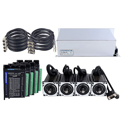 Комплект шагового двигателя Nema 24 с замкнутым контуром, 4 оси, 3,0 Нм (424,83 унции-дюйма) серии TS с блоком питания