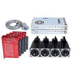 ЧПУ комплект с шаговым двигателем с обратной связью YS Series, 4 оси, V2.0, 3,00 Нм (424,83 унц-дюйм), двигатель Nema 23, с кабелями 1.5 м и блоком питания
