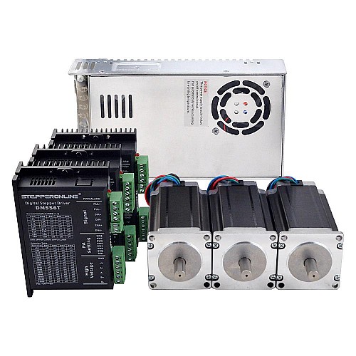 Комплект 3-осевого шагового ЧПУ-двигателя 3,0 Нм (425 унций-дюймов) 4,2 А Nema 23 с драйвером DM556T и источником питания 48 В