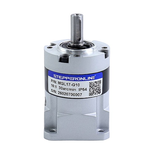 Планетарный редуктор серии MGL, передаточное отношение 10:1, люфт 30 угловых минут для вала 5 мм, стандартный шаговый двигатель Nema 17