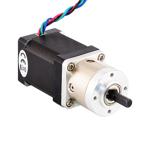 Шаговый двигатель Nema 14 длиной 52 мм с задним валом и планетарным редуктором с передаточным числом 4:1