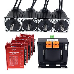 Комплект ЧПУ для 4-осевого шагового двигателя с замкнутым контуром серии YS, двигатель Nema 34 6,50 Нм (920,48 унций-дюймов) с кабелями 1,5 м и трансформатором переменного тока