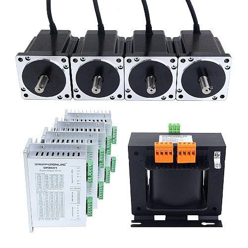 Комплект ЧПУ для 4-осевого шагового двигателя серии YS с крутящим моментом 8,0 Нм (1132,89 унций-дюймов) Nema 34, драйвером и трансформатором переменного тока