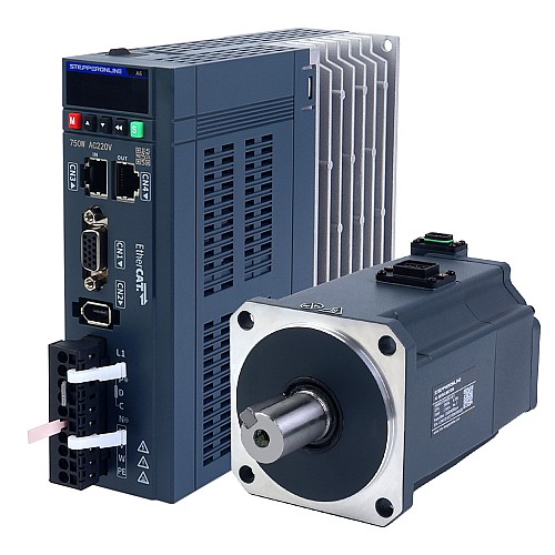 Комплект серводвигателя переменного тока серии A6 750 Вт EtherCAT, 3000 об/мин, 2,39 Нм, с тормозом, 17-битный абсолютный энкодер, IP67