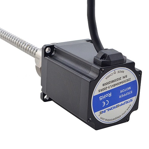 Линейный шаговый двигатель с шарико-винтовой передачей NEMA 23, 4,0 А, 75 мм, шаг резьбы 5 мм (0,1969 дюйма), длина вывода 200 мм