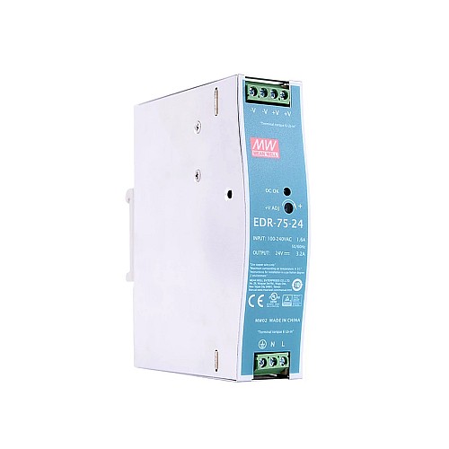 Блок питания MEANWELL EDR-75-24 75 Вт 24 В постоянного тока 3,2 А 115/230 В переменного тока на DIN-рейку