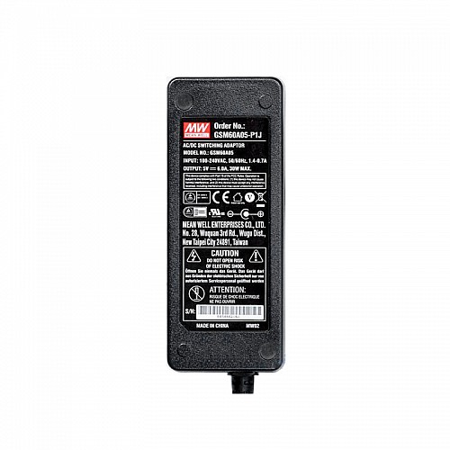 GSM60A05-P1J MEANWELL 30 Вт 5 В постоянного тока 6 А 115/230 В переменного тока, надежный, экологичный медицинский адаптер переменного тока