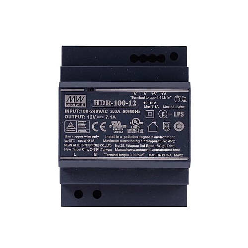 HDR-100-12 MEANWELL 85,2 Вт 12 В постоянного тока 7,1 А 115/230 В переменного тока Ультратонкий ступенчатый блок питания на DIN-рейку