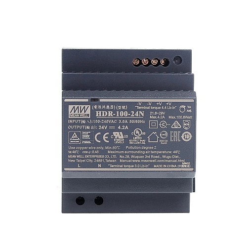 HDR-100-24N MEANWELL 100,8 Вт 24 В постоянного тока 4,2 А 115/230 В переменного тока Ультратонкий ступенчатый блок питания на DIN-рейку
