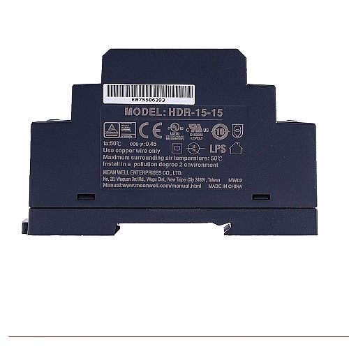 HDR-15-15 MEANWELL 15 Вт 15 В постоянного тока 1 А 115/230 В переменного тока Ультратонкий ступенчатый блок питания на DIN-рейку