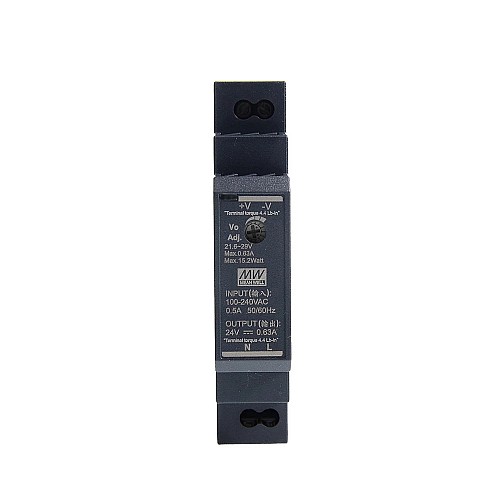 HDR-15-24 MEANWELL 15 Вт 24 В постоянного тока 0,63 А 115/230 В переменного тока Ультратонкий ступенчатый блок питания на DIN-рейку