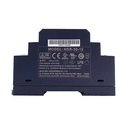 сверхтонкий блок питания MEANWELL HDR-30-12 24 Вт, 12 В постоянного тока, 2 А, 115/230 В переменного тока, ступенчатая форма, на DIN-рейку