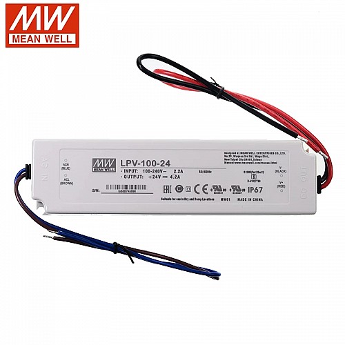 LPV-100-24 MEANWELL 24 В 4,2 А 100 Вт одновыходный импульсный источник питания LPV-100-24 MEANWELL 24 В 4,2 А 100 Вт одновыходный импульсный источник питания