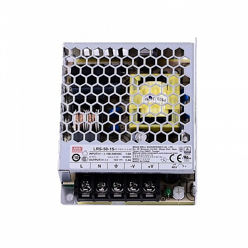 LRS-50-15 MEANWELL 51W 15VDC 3.4A 115/230VAC закрытый импульсный источник питания