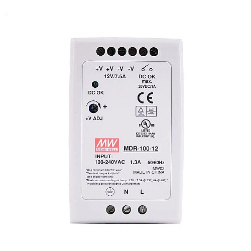 MDR-100-12 MEANWELL 100 Вт 12 В постоянного тока 7,5 А 115/230 В переменного тока блок питания на DIN-рейку
