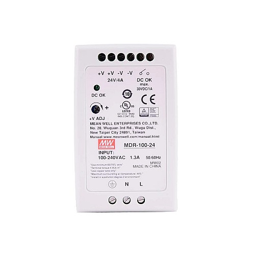MDR-100-24 MEANWELL 100 Вт 24 В постоянного тока 4 А 115/230 В переменного тока блок питания на DIN-рейку MDR-100-24 MEANWELL 100 Вт 24 В постоянного тока 4 А 115/230 В переменного тока блок питания на DIN-рейку