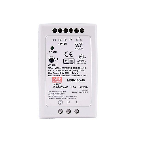 MDR-100-48 MEANWELL 96 Вт 48 В постоянного тока 2 А 115/230 В переменного тока с одним выходом промышленный источник питания на DIN-рейку MDR-100-48 MEANWELL 96 Вт 48 В постоянного тока 2 А 115/230 В переменного тока с одним выходом промышленный источник питания на DIN-рейку