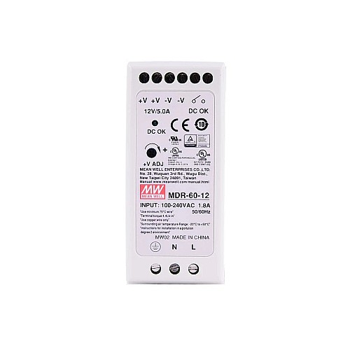 MDR-60-12 MEANWELL 60 Вт 12 В постоянного тока 5 А 115/230 В переменного тока блок питания на DIN-рейку