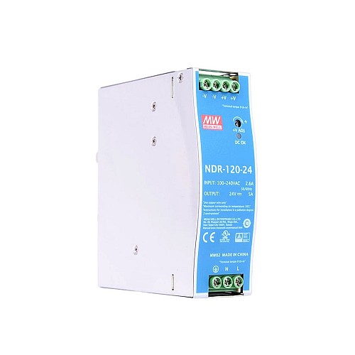 NDR-120-24 MEANWELL 120 Вт 24 В постоянного тока 5 А 115/230 В переменного тока блок питания на DIN-рейку