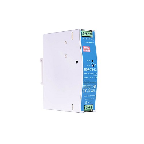 NDR-75-12 MEANWELL 75,6 Вт 12 В постоянного тока 6,3 А 115/230 В переменного тока, один выход, промышленная DIN-рейка NDR-75-12 MEANWELL 75,6 Вт 12 В постоянного тока 6,3 А 115/230 В переменного тока, один выход, промышленная DIN-рейка
