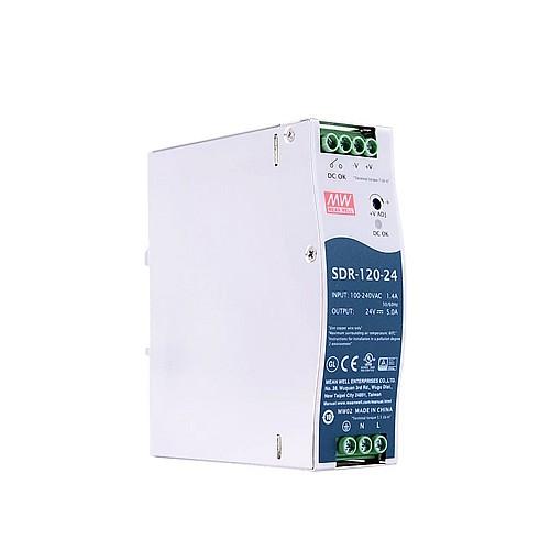 Распродажа в Китае - блок питания MEANWELL SDR-120-24 120 Вт 24 В постоянного тока 5 А 115/230 В переменного тока с функцией коррекции коэффициента мощности на DIN-рейку