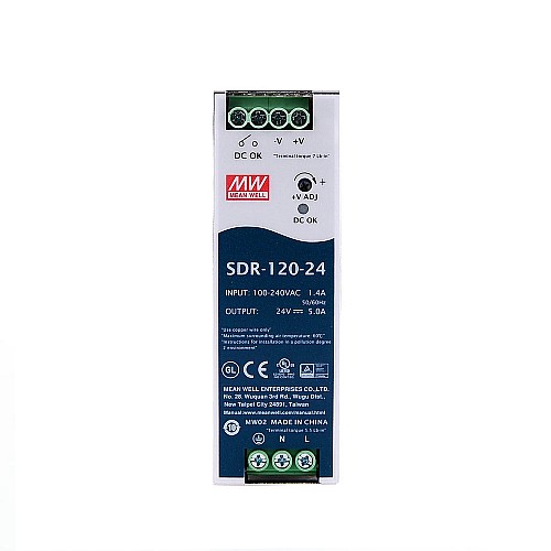 Распродажа в Китае - блок питания MEANWELL SDR-120-24 120 Вт 24 В постоянного тока 5 А 115/230 В переменного тока с функцией коррекции коэффициента мощности на DIN-рейку