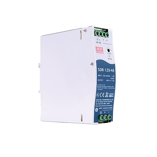 SDR-120-48 MEANWELL 120 Вт 48 В постоянного тока 2,5 А 115/230 В переменного тока, один выход, промышленная DIN-рейка с функцией коррекции коэффициента мощности SDR-120-48 MEANWELL 120 Вт 48 В постоянного тока 2,5 А 115/230 В переменного тока, один выход, промышленная DIN-рейка с функцией коррекции коэффициента мощности