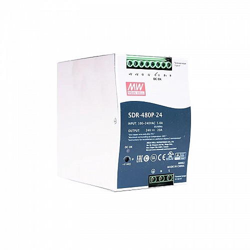 SDR-480P-24 MEANWELL 480 Вт 24 В постоянного тока 20 А 115/230 В переменного тока, один выход, промышленная DIN-рейка с функцией коррекции коэффициента мощности и параллельного подключения SDR-480P-24 MEANWELL 480 Вт 24 В постоянного тока 20 А 115/230 В переменного тока, один выход, промышленная DIN-рейка с функцией коррекции коэффициента мощности и параллельного подключения