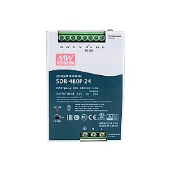 SDR-480P-24 MEANWELL 480 Вт 24 В постоянного тока 20 А 115/230 В переменного тока, один выход, промышленная DIN-рейка с функцией коррекции коэффициента мощности и параллельного подключения
