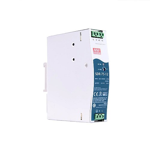 Блок питания MEANWELL SDR-75-12 75,6 Вт 12 В постоянного тока 6,3 А 115/230 В переменного тока на DIN-рейку Блок питания MEANWELL SDR-75-12 75,6 Вт 12 В постоянного тока 6,3 А 115/230 В переменного тока на DIN-рейку