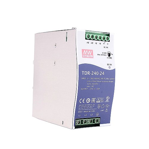 TDR-240-24 MEANWELL 240 Вт 24 В постоянного тока 10 А 400/500 В переменного тока Тонкий трехфазный промышленный DIN-рейка с функцией коррекции коэффициента мощности TDR-240-24 MEANWELL 240 Вт 24 В постоянного тока 10 А 400/500 В переменного тока Тонкий трехфазный промышленный DIN-рейка с функцией коррекции коэффициента мощности