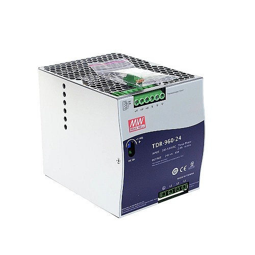TDR-960-24 MEANWELL 960 Вт 24 В постоянного тока 40 А 400/500 В переменного тока Тонкий трехфазный промышленный блок питания на DIN-рейку с функцией коррекции коэффициента мощности
