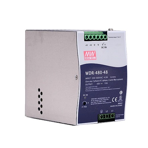 WDR-480-48 MEANWELL 480 Вт 48 В постоянного тока 10 А 230/400 В переменного тока сверхширокий входной промышленный источник питания на DIN-рейку