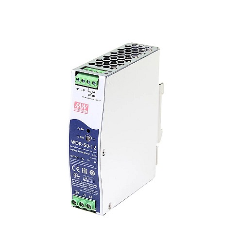 WDR-60-12 MEANWELL 60 Вт 12 В постоянного тока 5 А 230/400 В переменного тока сверхширокий вход промышленный источник питания на DIN-рейку