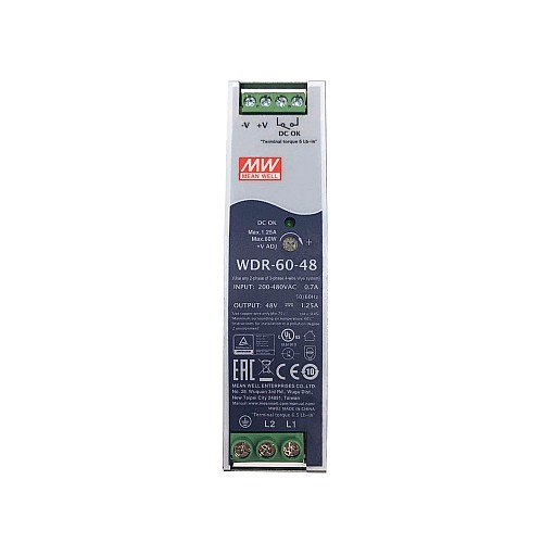 WDR-60-48 MEANWELL 60 Вт 48 В постоянного тока 1,25 А 230/400 В переменного тока сверхширокий входной промышленный источник питания на DIN-рейку WDR-60-48 MEANWELL 60 Вт 48 В постоянного тока 1,25 А 230/400 В переменного тока сверхширокий входной промышленный источник питания на DIN-рейку
