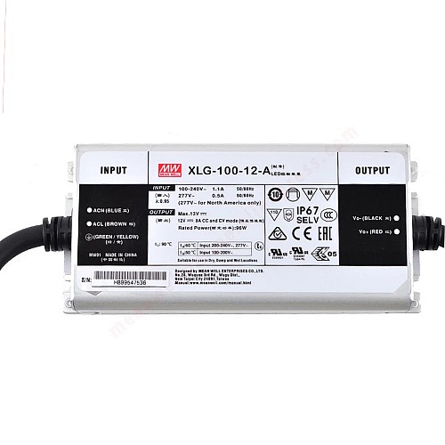 XLG-100-12-A MEANWELL 96 Вт 12 В постоянного тока 8 А 115/230 В переменного тока с режимом постоянной мощности светодиодного драйвера