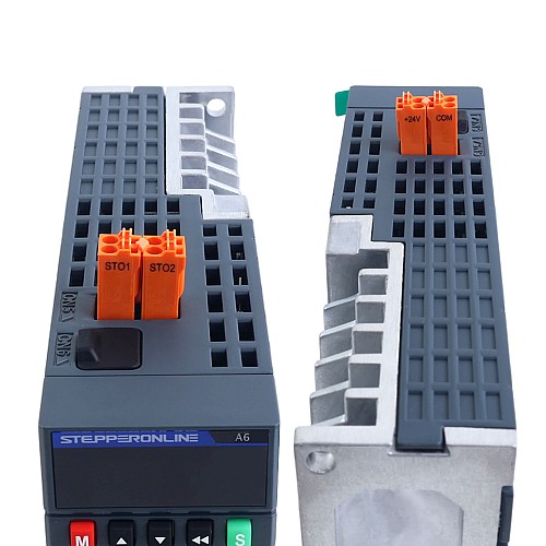 Комплект серводвигателя переменного тока EtherCAT серии A6 400Вт STO Safe Torque Off 3000об/мин 1,27Нм с тормозом Абсолютный энкодер 17 бит IP67 - A6-EC400H2B1-M17-STO | StepperOnline