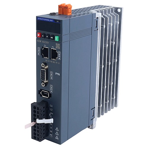 Комплект серводвигателя переменного тока PROFINET серии A6 400Вт STO Safe Torque Off 3000об/мин 1,27Нм с тормозом Абсолютный энкодер 17 бит IP67 - A6-PN400H2B1-M17-STO | StepperOnline