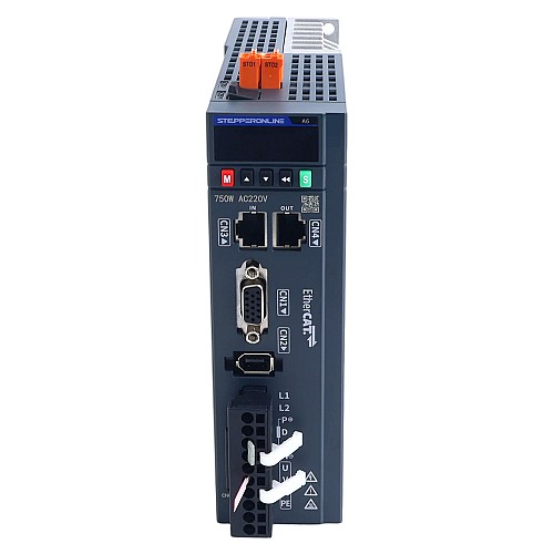Комплект серводвигателя переменного тока EtherCAT серии A6 750Вт STO Safe Torque Off 3000об/мин 2,39Нм Абсолютный энкодер 17 бит IP67 - A6-EC750H2A1-M17-STO | StepperOnline