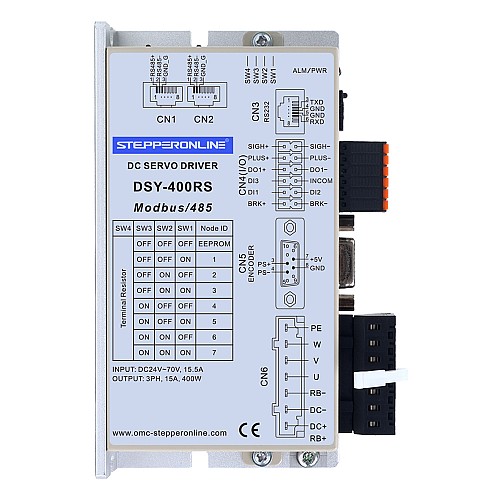 Серводвигатель постоянного тока серии DSY 400 Вт RS485 24–70 В постоянного тока 1,27 Нм с тормозом 3000 об/мин 17-битный инкрементальный энкодер IP65