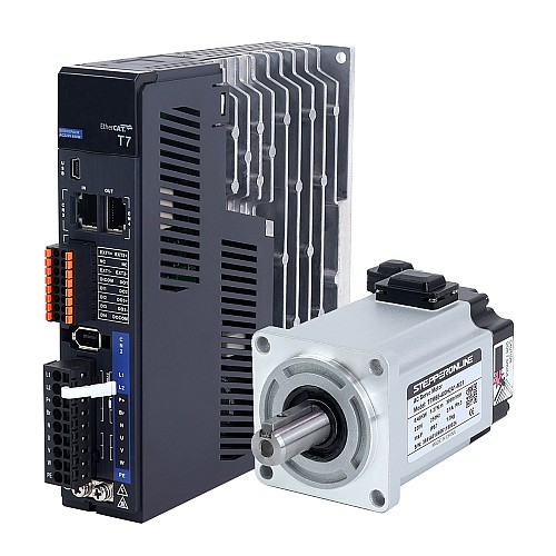 Комплект серводвигателя переменного тока серии T7 EtherCAT 400 Вт, 3000 об/мин, 1,27 Нм, 23-битный энкодер, IP67