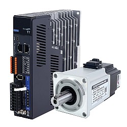 Комплект серводвигателя переменного тока серии T7 EtherCAT 400 Вт, 3000 об/мин, 1,27 Нм, с тормозом, 23-битный энкодер, IP67
