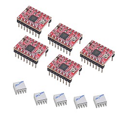 Модуль драйвера шагового двигателя A4988 с радиатором для 3D-принтера Reprap (упаковка из 5 шт.)